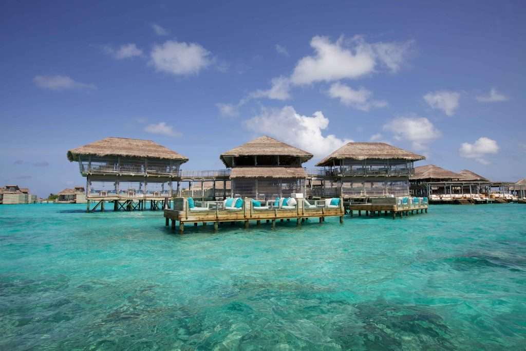 Six Senses Laamu - CoralsDeck-a-Dence - Over Water Facility aerial