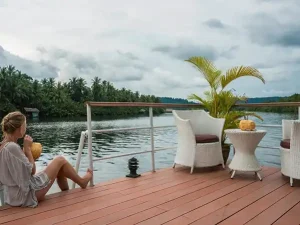 Canvas and Orchids Retreat floating tented villa deck