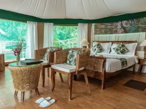 Canvas and Orchids Retreat floating tented villa interior